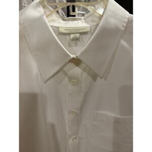 Appleseed's Women's Career White Short Sleeve Button Shirt 2X Shirt Collar